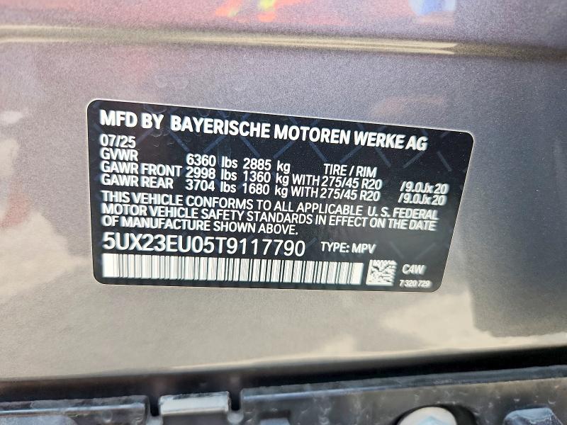 59613226 :رقم المزاد ، 5UX23EU05T9117790 vin ، 2026 Bmw X5 مزاد بيع