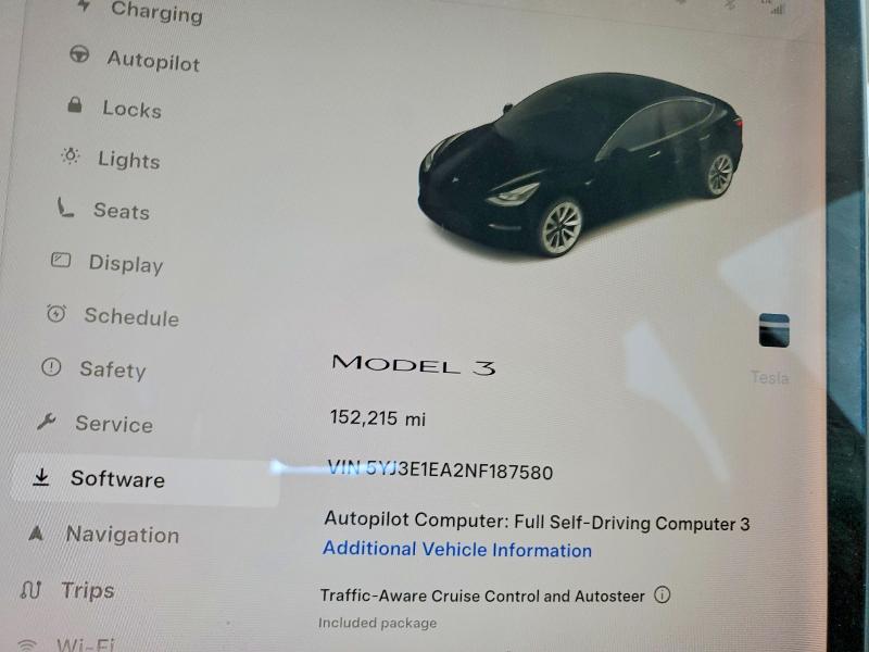 Aukcja sprzedaży 2022 Tesla Model 3, vin: 5YJ3E1EA2NF187580, numer aukcji: 62531436