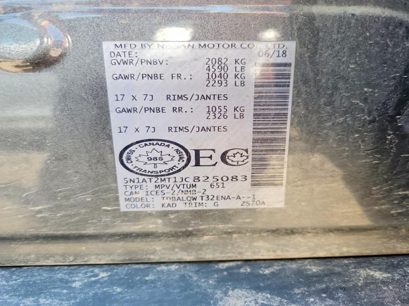 63207006 :رقم المزاد ، 5N1AT2MT1JC825083 vin ، 2018 Nissan Rogue مزاد بيع