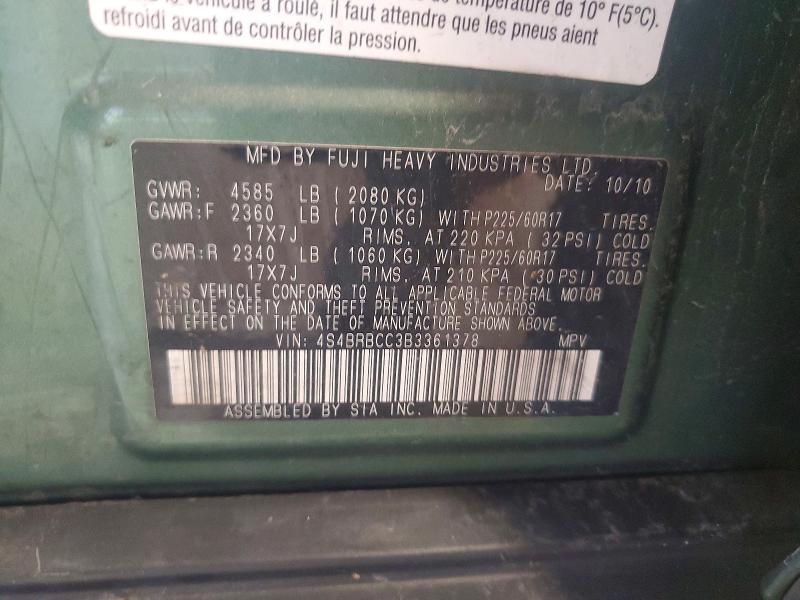 Aukcja sprzedaży 2011 Subaru Outback, vin: 4S4BRBCC3B3361378, numer aukcji: 61889006