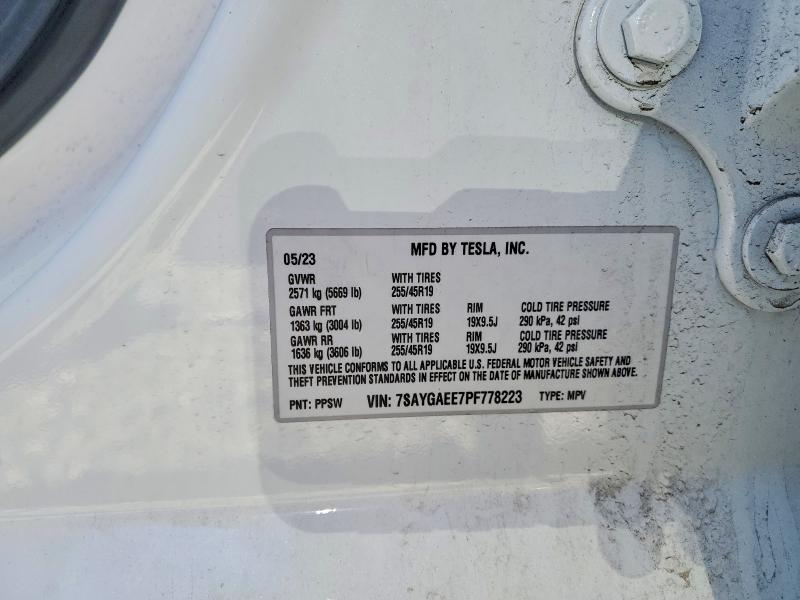 Aukcja sprzedaży 2023 Tesla Model Y, vin: 7SAYGAEE7PF778223, numer aukcji: 61501376