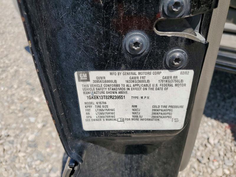 2002 Gmc Yukon მანქანა იყიდება აუქციონზე, vin: 1GKEK13T82R239651, აუქციონის ნომერი: 63433886