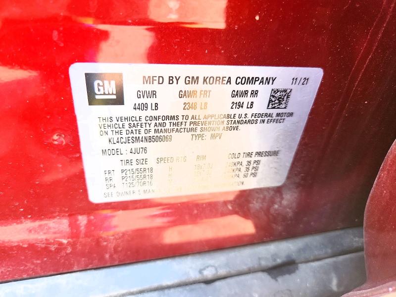 Aukcja sprzedaży 2022 Buick Encore, vin: KL4CJESM4NB506069, numer aukcji: 61853596