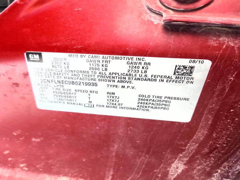 Aukcja sprzedaży 2011 Chevrolet Equinox, vin: 2CNFLNEC9B6219935, numer aukcji: 59986006