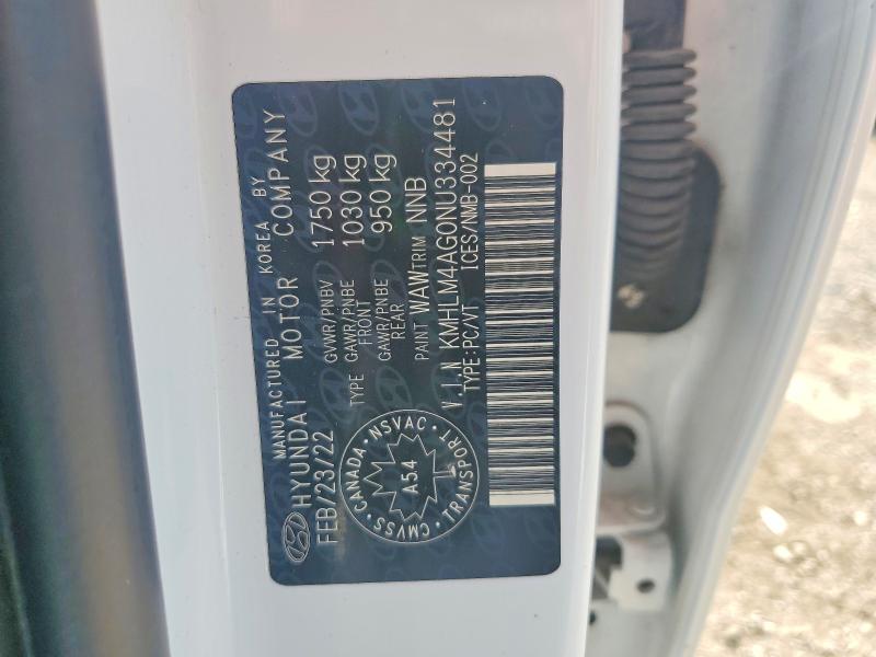 2022 Hyundai Elantra მანქანა იყიდება აუქციონზე, vin: KMHLM4AG0NU334481, აუქციონის ნომერი: 60457856