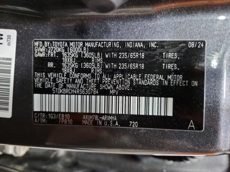 Aukcja sprzedaży 2024 Toyota Highlander Hybrid, vin: 5TDKBRCH4RS630784, numer aukcji: 60552966
