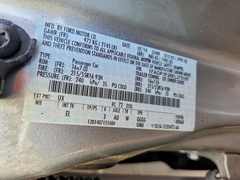 62632996 :رقم المزاد ، 1FADP3F26EL375197 vin ، 2014 Ford Focus مزاد بيع