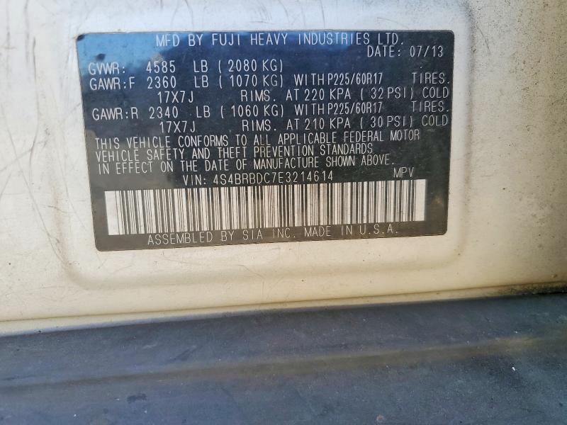 Продажа на аукционе авто 2014 Subaru Outback, vin: 4S4BRBDC7E3214614, номер лота: 63055026