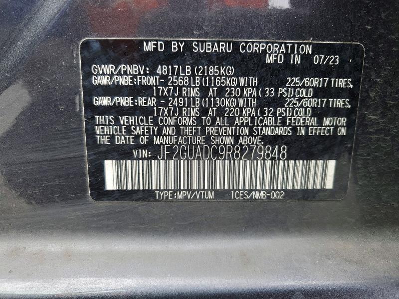 Продаж на аукціоні авто 2024 Subaru Crosstrek, vin: JF2GUADC9R8279848, номер лоту: 59197386