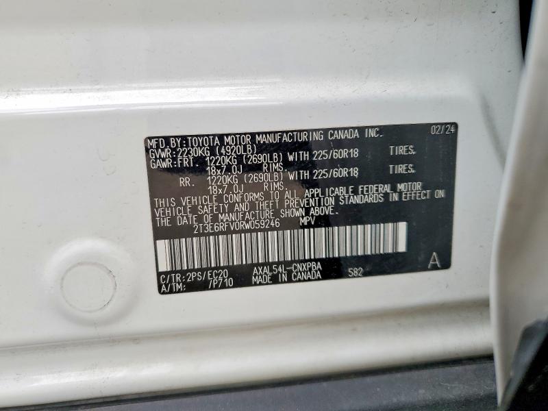 Продаж на аукціоні авто 2024 Toyota Rav4, vin: 2T3E6RFV0RW059246, номер лоту: 59893406