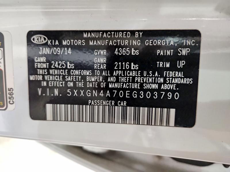 62509376 :رقم المزاد ، 5XXGN4A70EG303790 vin ، 2014 Kia Optima مزاد بيع