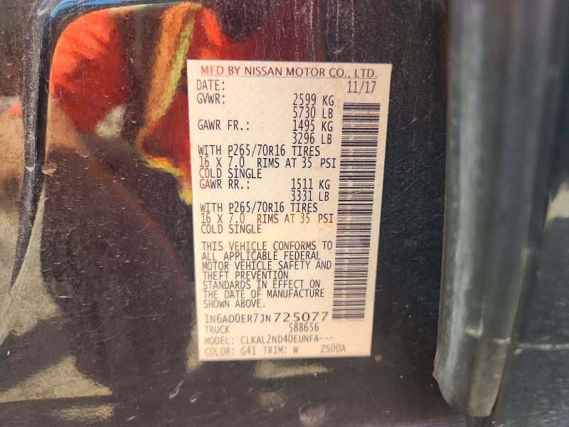 Продажа на аукционе авто 2018 Nissan Frontier, vin: 1N6AD0ER7JN725077, номер лота: 62008886