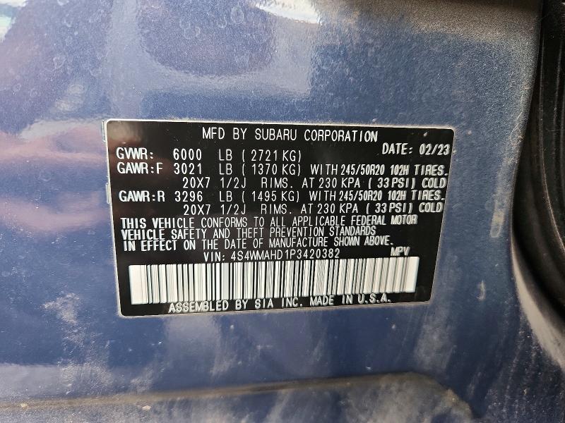 Aukcja sprzedaży 2023 Subaru Ascent, vin: 4S4WMAHD1P3420382, numer aukcji: 61230466