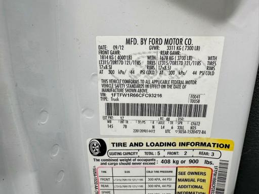 Продаж на аукціоні авто 2012 Ford F150, vin: 1FTFW1R66CFC93216, номер лоту: 60424986