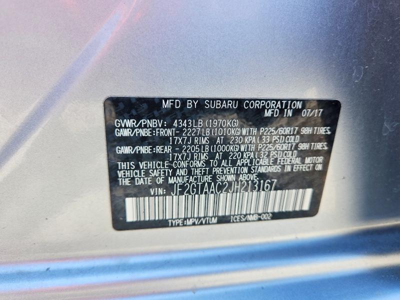 Aukcja sprzedaży 2018 Subaru Crosstrek, vin: JF2GTAAC2JH213167, numer aukcji: 61565736