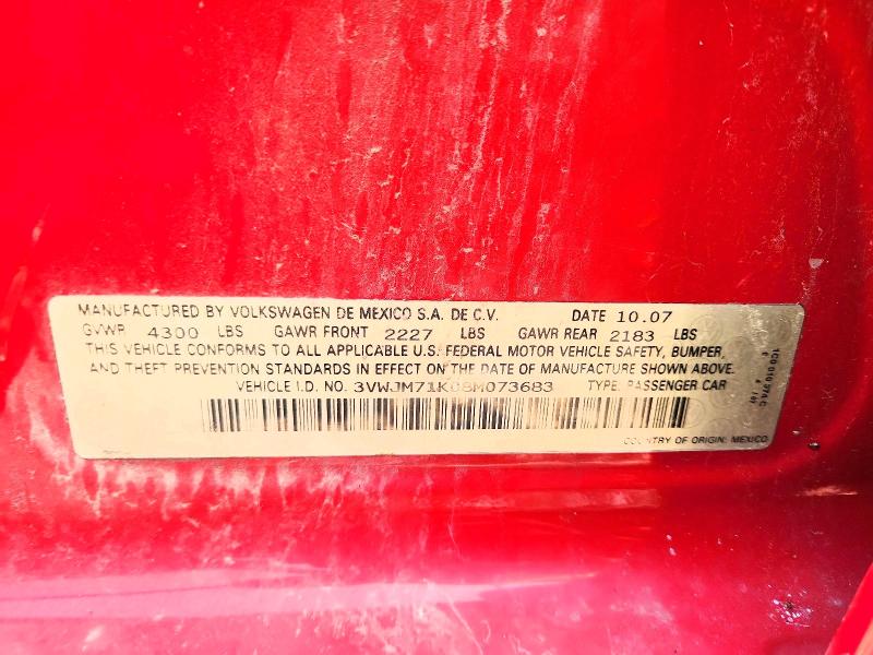 62183306 :رقم المزاد ، 3VWJM71K08M073683 vin ، 2008 Volkswagen Jetta مزاد بيع