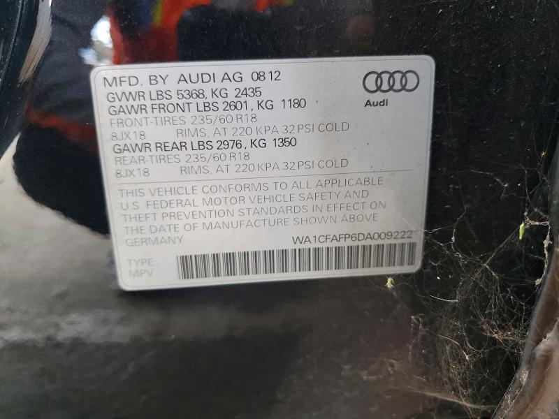 Aukcja sprzedaży 2013 Audi Q5, vin: WA1CFAFP6DA009222, numer aukcji: 61786786