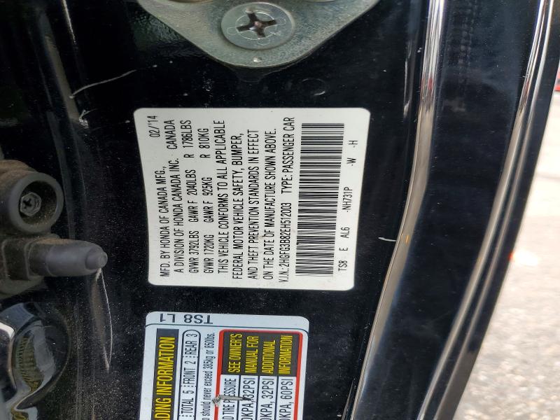 2014 Honda Civic მანქანა იყიდება აუქციონზე, vin: 2HGFG3B82EH512003, აუქციონის ნომერი: 85983415