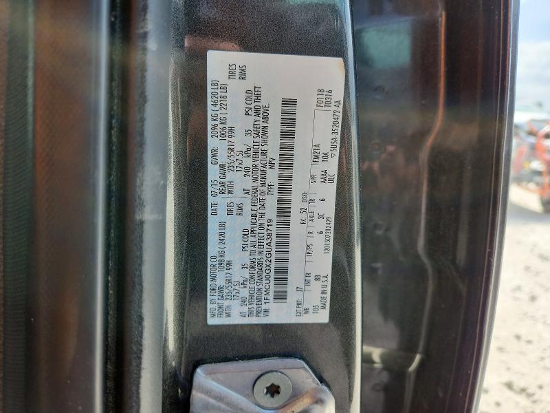 2016 Ford Escape მანქანა იყიდება აუქციონზე, vin: 1FMCU0GX2GUA38719, აუქციონის ნომერი: 63250166