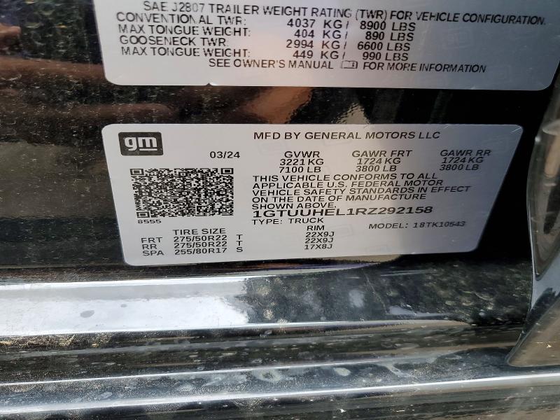 Aukcja sprzedaży 2024 Gmc Sierra, vin: 1GTUUHEL1RZ292158, numer aukcji: 61531326