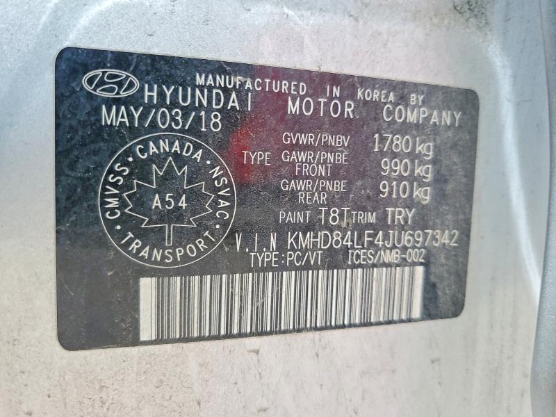 2018 Hyundai Elantra მანქანა იყიდება აუქციონზე, vin: KMHD84LF4JU697342, აუქციონის ნომერი: 58618826