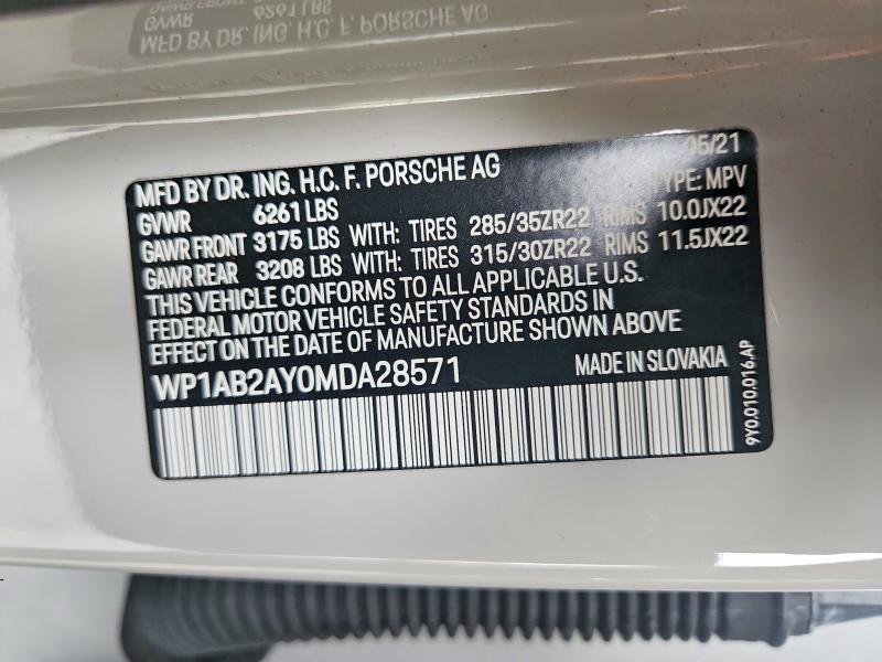 62123096 :رقم المزاد ، WP1AB2AY0MDA28571 vin ، 2021 Porsche Cayenne مزاد بيع