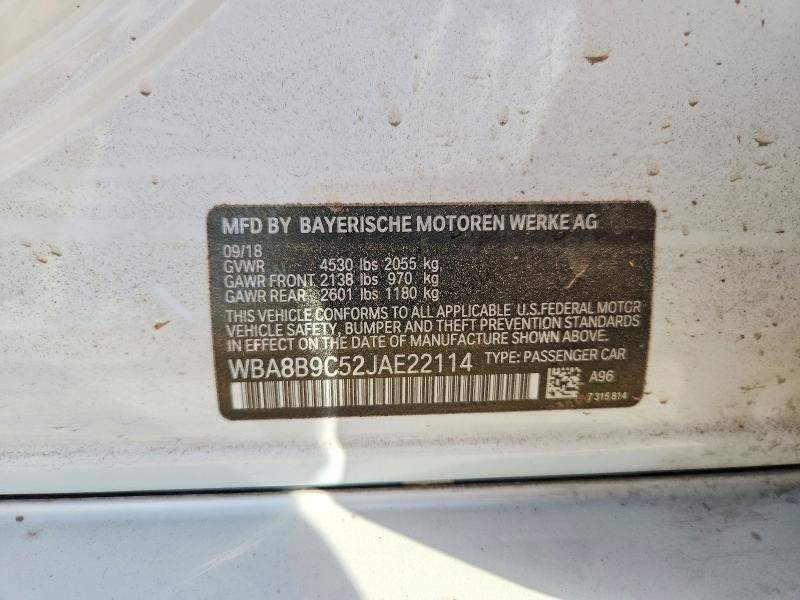 2018 Bmw 330 მანქანა იყიდება აუქციონზე, vin: WBA8B9C52JAE22114, აუქციონის ნომერი: 60257286