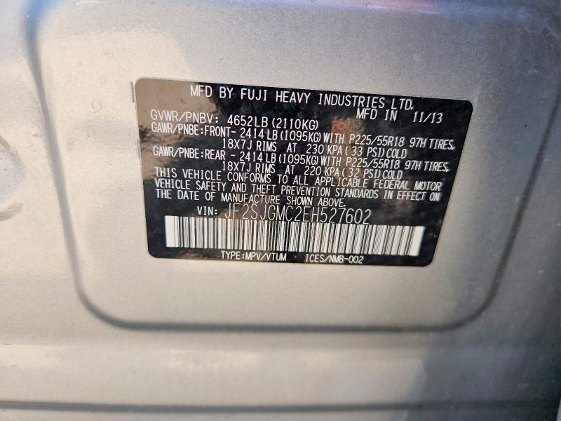 Aukcja sprzedaży 2014 Subaru Forester, vin: JF2SJGMC2EH527602, numer aukcji: 59055236