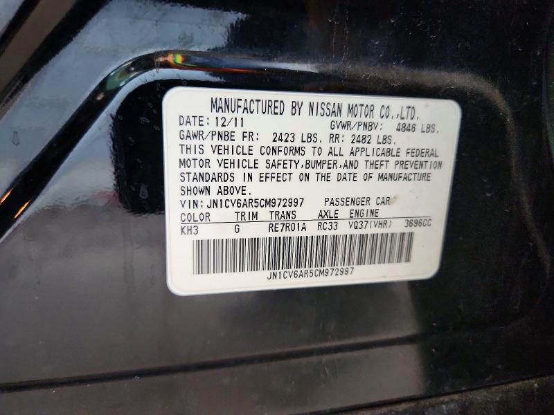 Aukcja sprzedaży 2012 Infiniti G37, vin: JN1CV6AR5CM972997, numer aukcji: 59389656