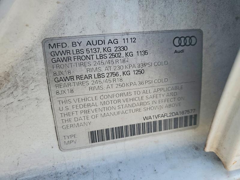 2013 Audi A4 Allroad მანქანა იყიდება აუქციონზე, vin: WA1VFAFL2DA167577, აუქციონის ნომერი: 61226446