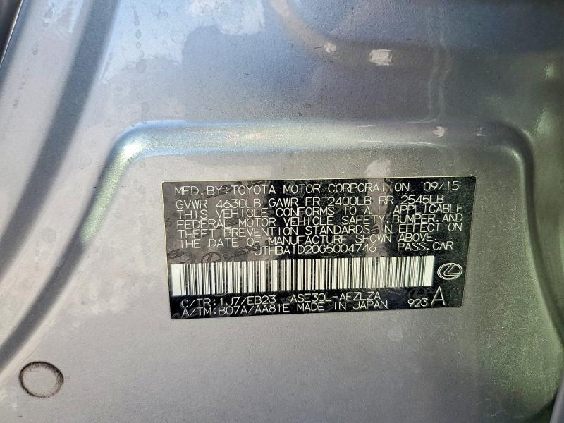 Aukcja sprzedaży 2016 Lexus Is, vin: JTHBA1D20G5004746, numer aukcji: 60838506