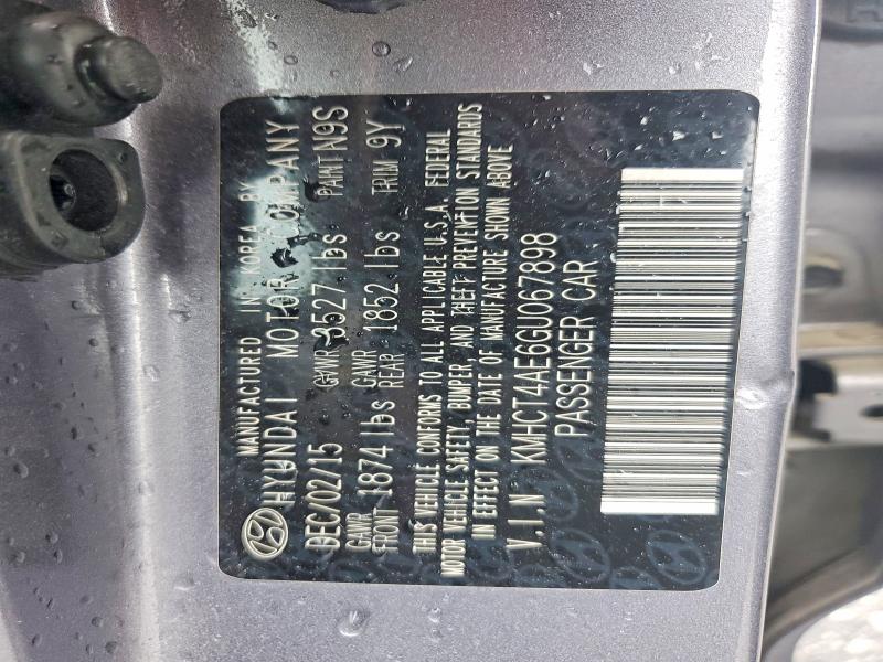 62408236 :رقم المزاد ، KMHCT4AE6GU067898 vin ، 2016 Hyundai Accent مزاد بيع