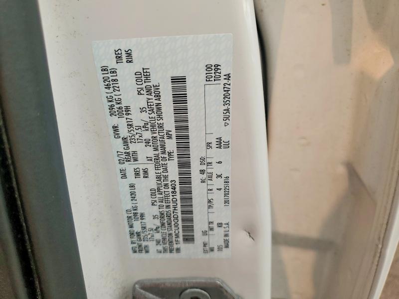 61335216 :رقم المزاد ، 1FMCU0GD7HUD18403 vin ، 2017 Ford Escape مزاد بيع