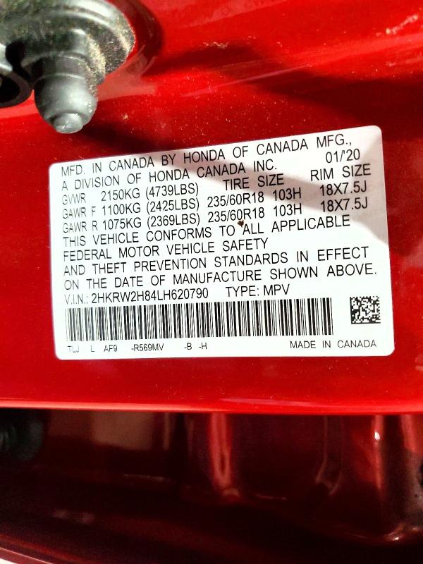 62907576 :رقم المزاد ، 2HKRW2H84LH620790 vin ، 2020 Honda Cr-v مزاد بيع