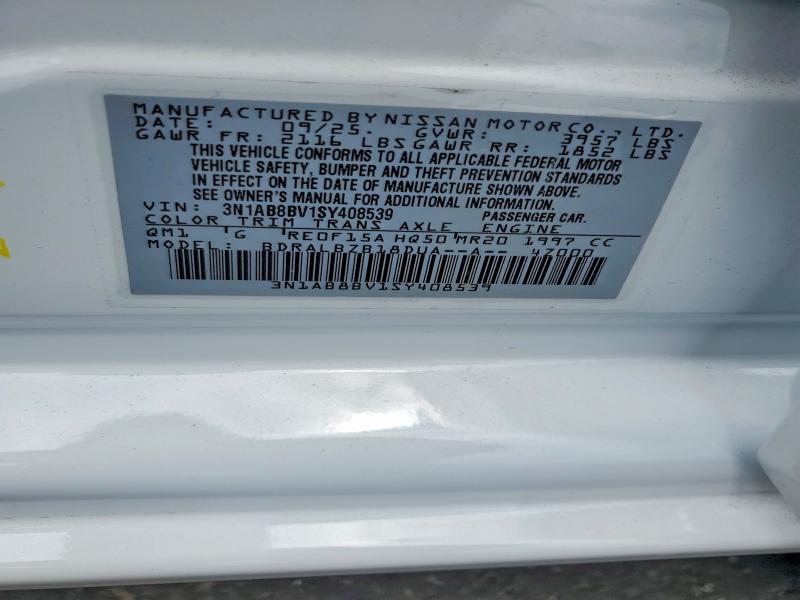 Продаж на аукціоні авто 2025 Nissan Sentra, vin: 3N1AB8BV1SY408539, номер лоту: 60781386