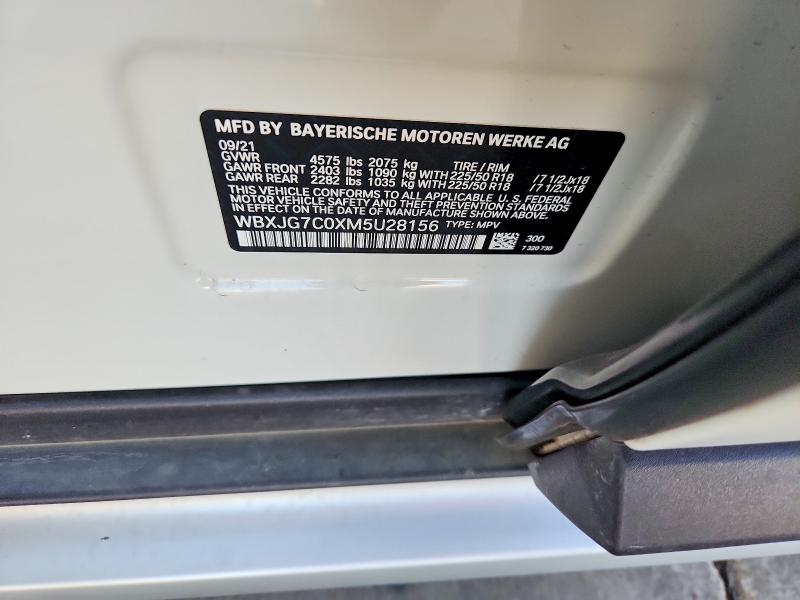 62807506 :رقم المزاد ، WBXJG7C0XM5U28156 vin ، 2021 Bmw X1 مزاد بيع