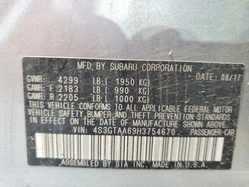 62964506 :رقم المزاد ، 4S3GTAA69H3754670 vin ، 2017 Subaru Impreza مزاد بيع