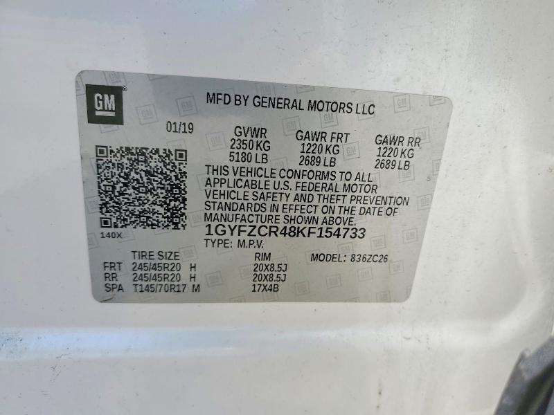 60084626 :رقم المزاد ، 1GYFZCR48KF154733 vin ، 2019 Cadillac Xt4 مزاد بيع