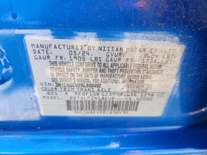 63021146 :رقم المزاد ، 3N1CN8EV2RL898492 vin ، 2024 Nissan Versa مزاد بيع