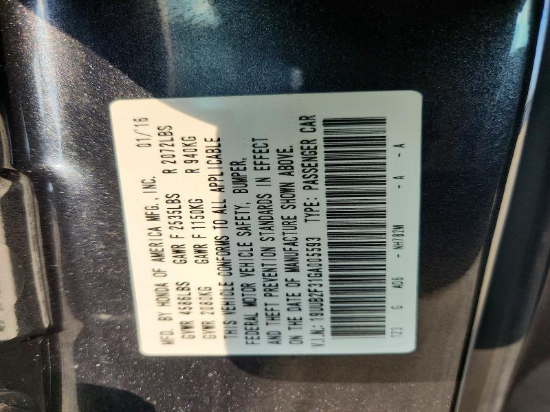 62860206 :رقم المزاد ، 19UUB2F31GA005593 vin ، 2016 Acura Tlx مزاد بيع