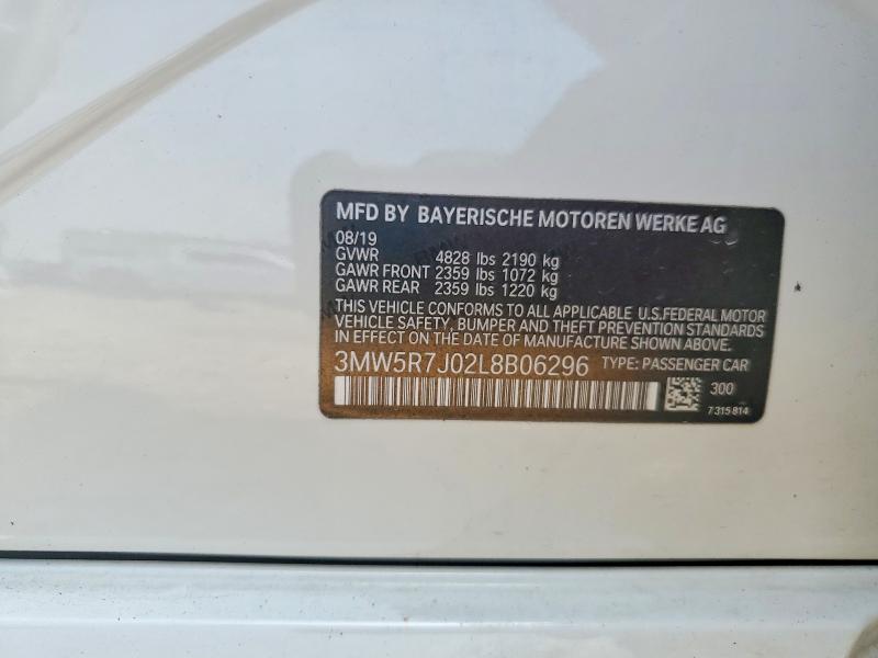 Продаж на аукціоні авто 2020 Bmw 330xi, vin: 3MW5R7J02L8B06296, номер лоту: 60483476