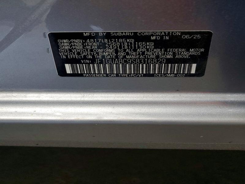 Продажа на аукционе авто 2025 Subaru Impreza, vin: JF1GUABC9S8316829, номер лота: 61369166