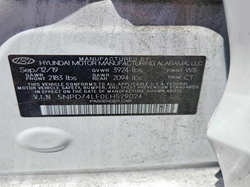 Aukcja sprzedaży 2020 Hyundai Elantra, vin: 5NPD74LF0LH529024, numer aukcji: 59587766