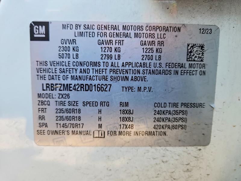 2024 Buick Envision მანქანა იყიდება აუქციონზე, vin: LRBFZME42RD016627, აუქციონის ნომერი: 61245666
