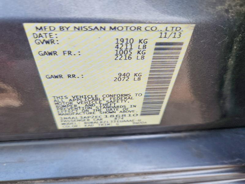 Продажа на аукционе авто 2014 Nissan Altima, vin: 1N4AL3AP2EC186810, номер лота: 62974676
