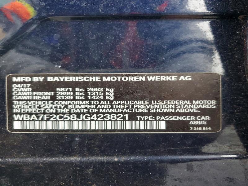 59064406 :رقم المزاد ، WBA7F2C58JG423821 vin ، 2018 Bmw 750 مزاد بيع