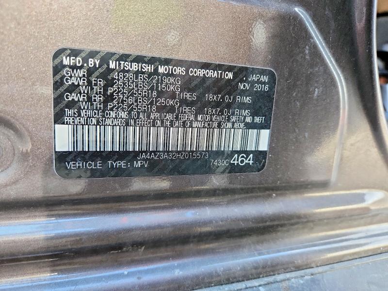 2017 Mitsubishi Outlander მანქანა იყიდება აუქციონზე, vin: JA4AZ3A32HZ015573, აუქციონის ნომერი: 59397446