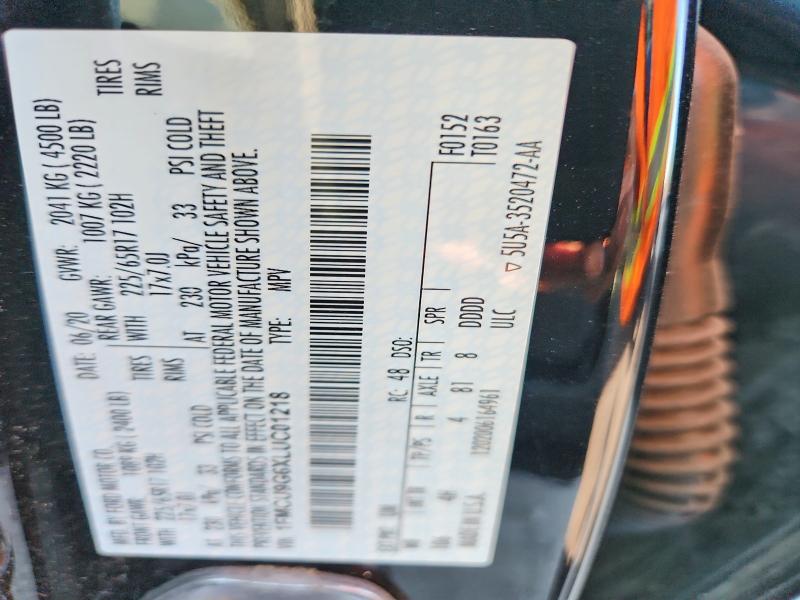 Aukcja sprzedaży 2020 Ford Escape, vin: 1FMCU9G6XLUC01218, numer aukcji: 61239136