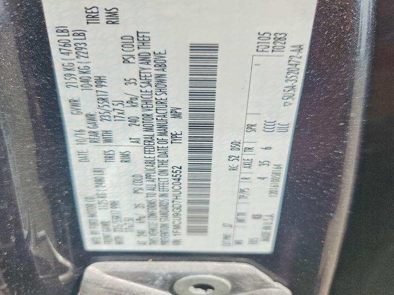 Продаж на аукціоні авто 2017 Ford Escape, vin: 1FMCU9GD7HUC04552, номер лоту: 63515496