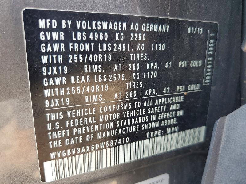 Aukcja sprzedaży 2013 Volkswagen Tiguan, vin: WVGBV3AX6DW587410, numer aukcji: 60041986